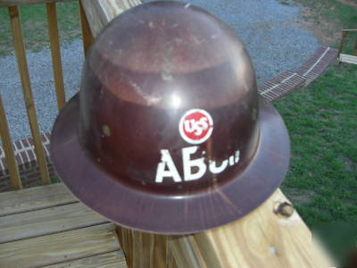 Vintage united states steel, american bridge hard hats.