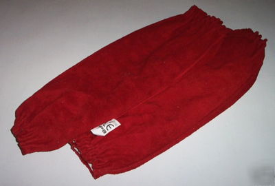 Welder's leather sleeves red heat-resistant 16