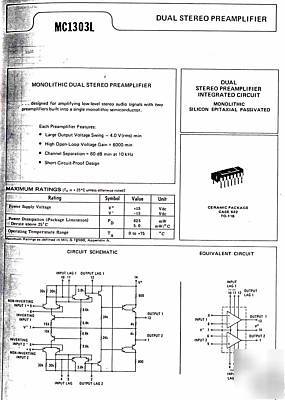 100 pieces motorola dual preamp MC1303L ic quanity nos