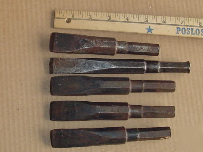 Lot of 5 concrete hammer drill bit chisels 1/2