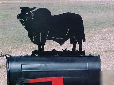 Mailbox /fence topper - metal brahman bull