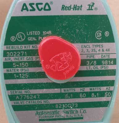 New asco 8210G73 solenoid valve 2-way nc 3/8