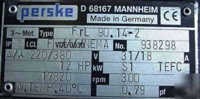 Perske motor frl 90.14-2 FRL90142 12HP 17820 rpm 