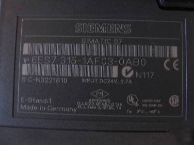 Siemens simatic S7/300 CPU315 with many ios, used