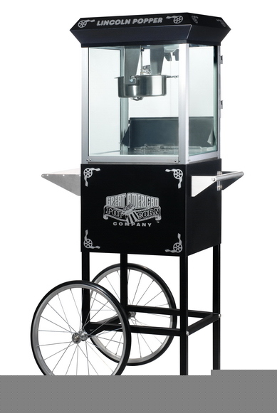 Black antique style popcorn popper machine cart 8 ounce