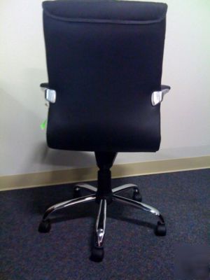 Black leather office chair, chairs, office furniture 