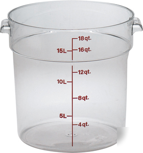 Cambro 18QT clear round food storage container w/lid