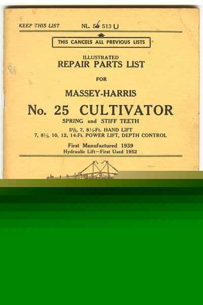 Massey harris no 25 field cultivator repair parts list 