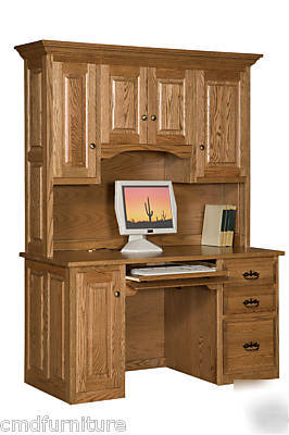 New 624D large computer desk hutch red oak amish made 
