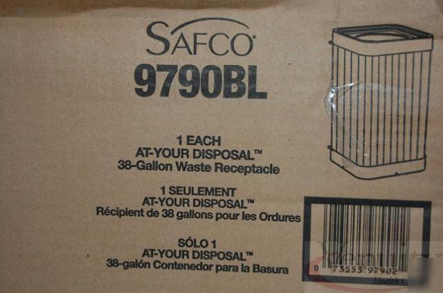 Safco 9790BL 38 gallon waste receptacle 1/ea