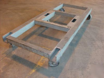 5 industrial steel carts on casters 7 ft long 3 ft wide