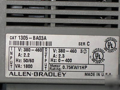 Allen bradley 1305-BA03A 0.75KW/1 hp ac drive vfd drive