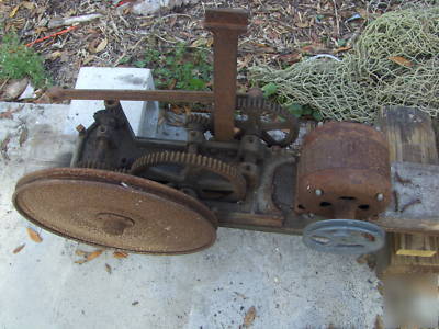 Antique iron machinery gears pully crank reciprocating