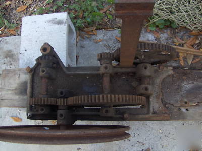 Antique iron machinery gears pully crank reciprocating