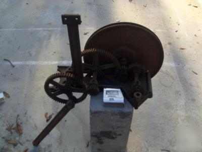 Antique iron machinery gears pully crank reciprocating