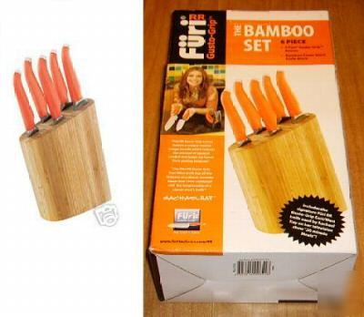 New rachael ray gusto 6 piece knife block bamboo set rr