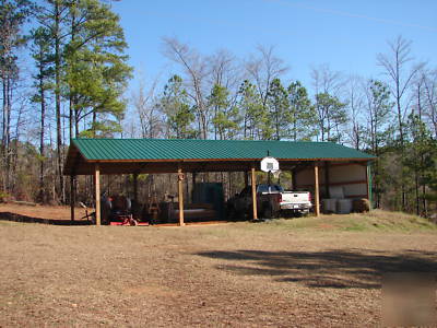 Pole barn w metal roofing, steel truss best deal 