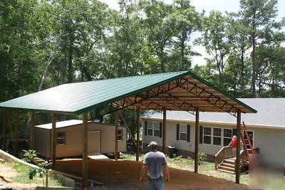 Pole barn w metal roofing, steel truss best deal 