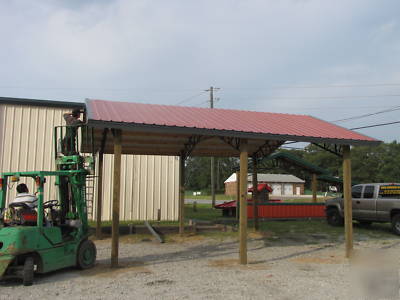 Pole barn w metal roofing, steel truss best deal 