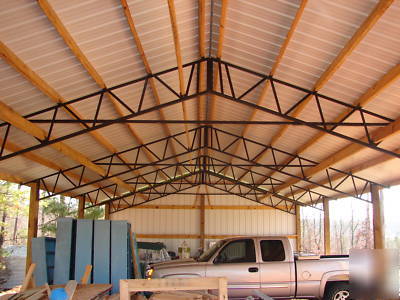 Pole barn w metal roofing, steel truss best deal 