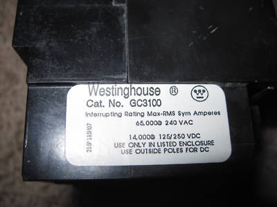 Westinghouse cutler hammer 100 amp 3 p breaker GC3100
