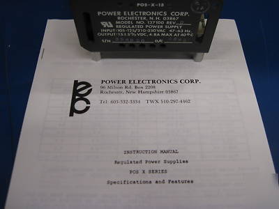Power electronics supply pos-x-15 15V 4.8A with manual