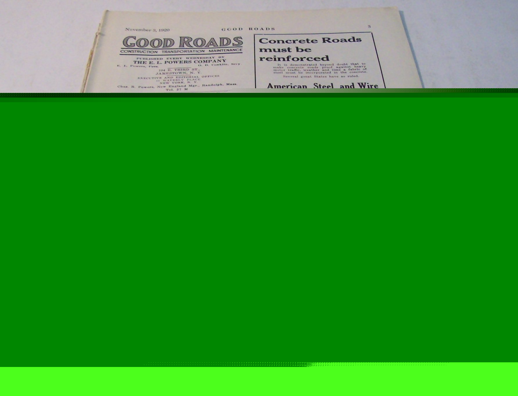 Good roads 1920 construction magazine vol.54, no.18