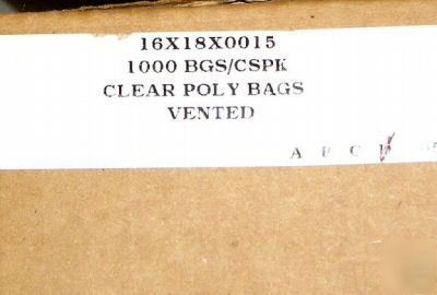 1000 ct 16X18 - 1.5 mil vented clear plastic poly bags