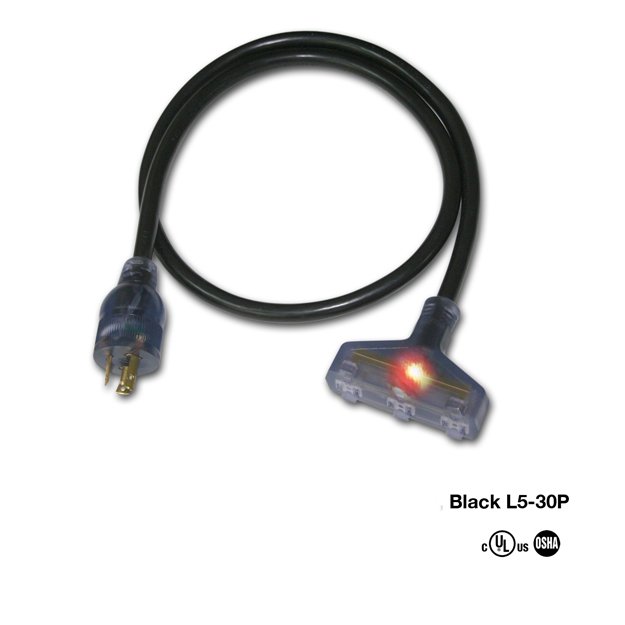 30A 5 ft nema L5-30 120V generator triple tap out cord