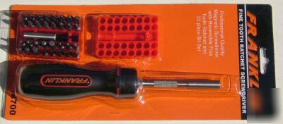 Franklin fine tooth ratchet screwdriver set + bits