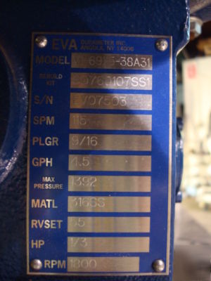 Metering pump, eva durameter-ex w/platform & cord: used