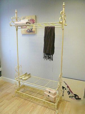 Shabby chic clothes rail cream french hanging wardrobe