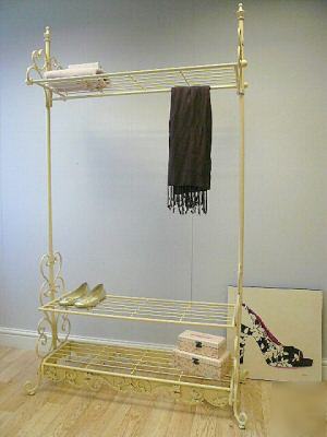 Shabby chic clothes rail cream french hanging wardrobe