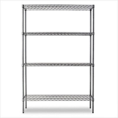 Alera 48X18 industrial wire shelving starter kit black