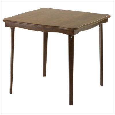 Scalloped edge wood folding card table in fruitwood