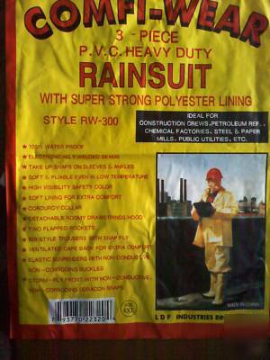  lot of 5 heavy duty 3PC rain suits pvc 3 4 or 5 xl