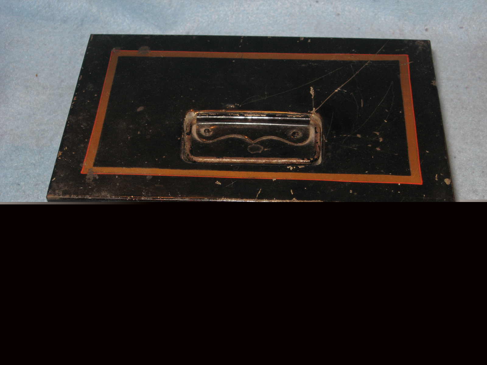 Antique metal lock box with handle documents/money