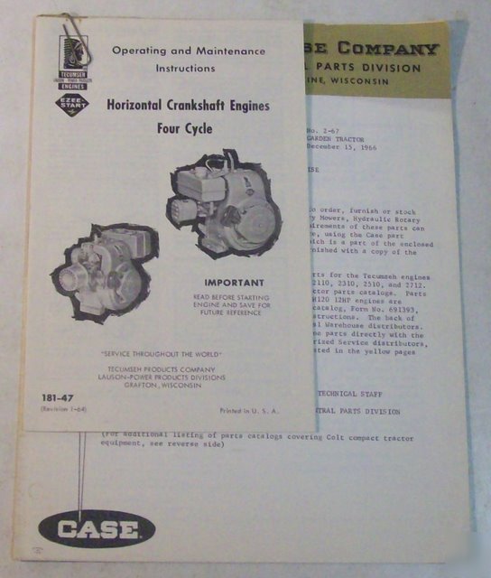 Case 1964 & 1966 engine owner's manual lot