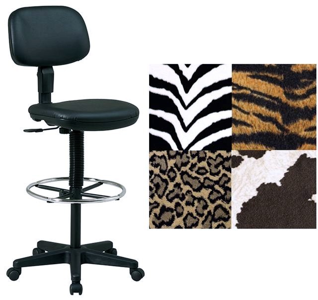 Zebra bobcat tiger or palomino fabric drafting stools 