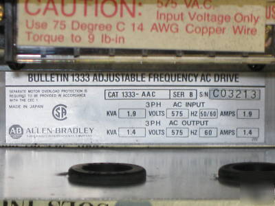 Allen bradley 1333-aac adjustable frequency ac drive /b
