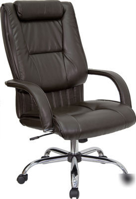 New brown high back leather computer office desk chair 