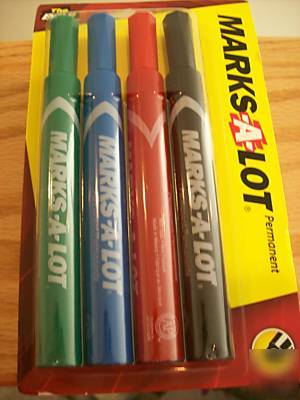 New marks-a-lot permanent marking pens avery 4 colors 