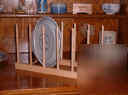 Wood platter display rack natural wood - 5 slots