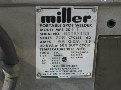 Reconditioned 20 kva miller spot welder 