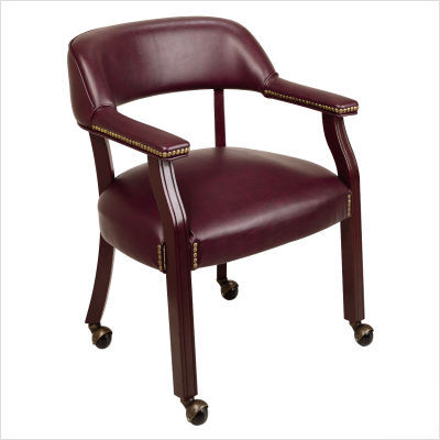 Traditional guest chair w wrap around back and casters
