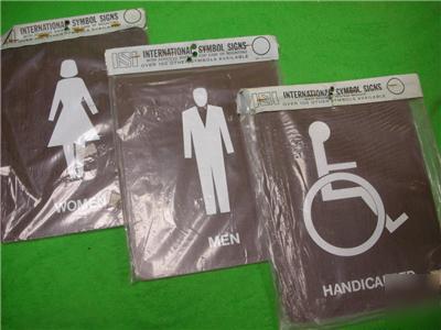 13 brown restroom men women handicap symbol sign signs