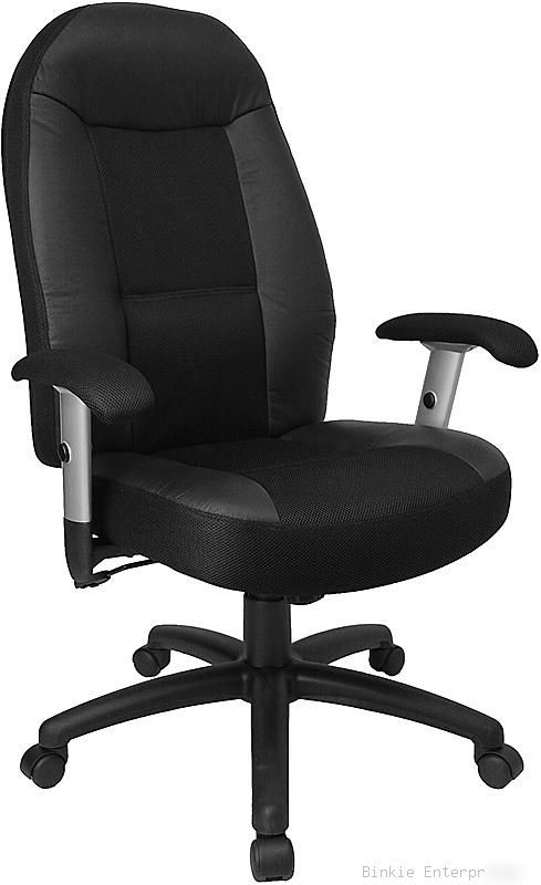 Mesh and leather high back computer office desk chair