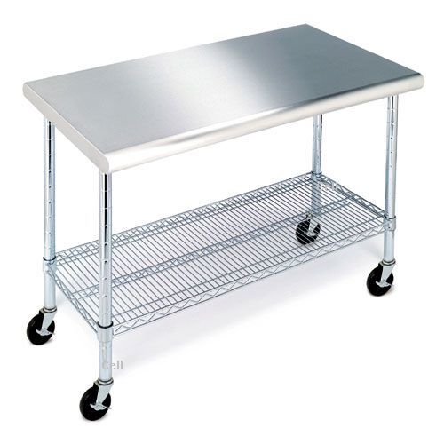 Stainless steel top work prep table commercial kitchen