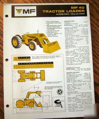 Massey ferguson 40 tractor & loader spec sheet brochure