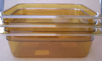 New 3 rubbermaid gastronorm hot food pans amber 